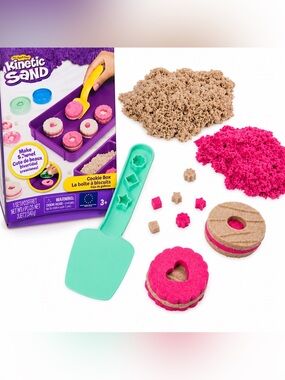 Kinetic Sand Cookie Playset Pink Beige Mold Kit Kids Sensory Toy